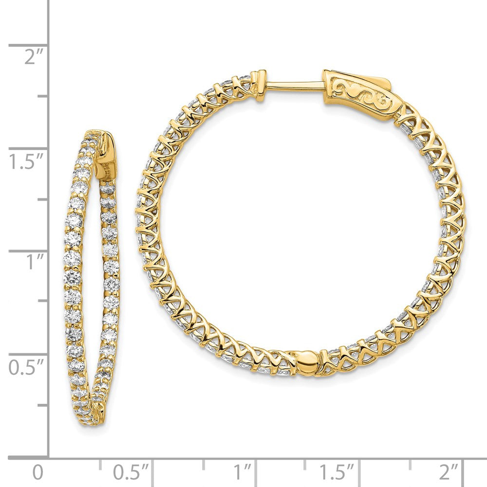 14K Gelbgold Diamant-Creolen mit Sicherheitsverschluss