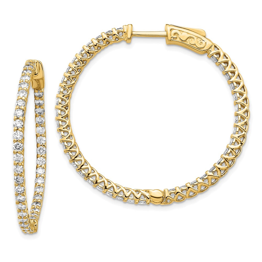 14K Gelbgold Diamant-Creolen mit Sicherheitsverschluss