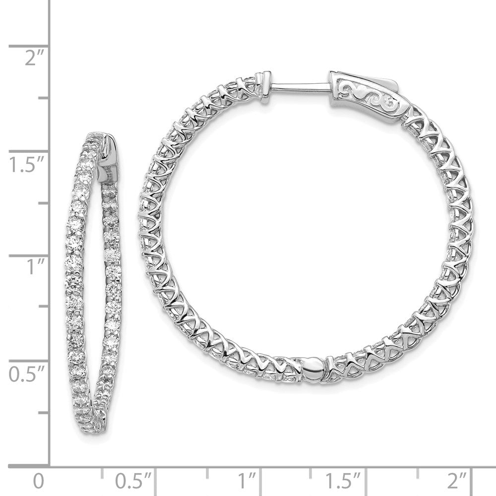 14K Weißgold Diamant Rund-Creolen mit Sicherheitsverschluss