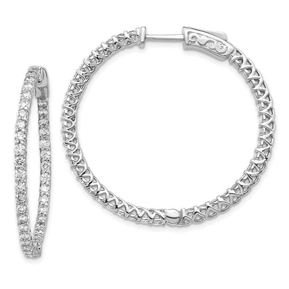 14K Weißgold Diamant Rund-Creolen mit Sicherheitsverschluss