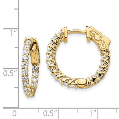 14K Gelbgold Diamant-Creolen mit Sicherheitsverschluss