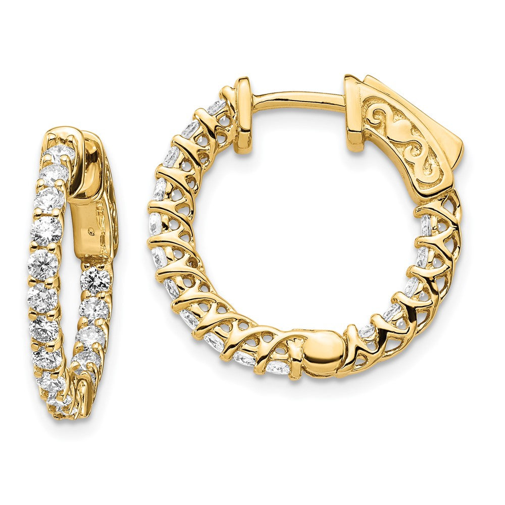 14K Gelbgold Diamant-Creolen mit Sicherheitsverschluss
