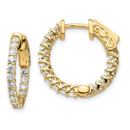 14K Gelbgold Diamant-Creolen mit Sicherheitsverschluss