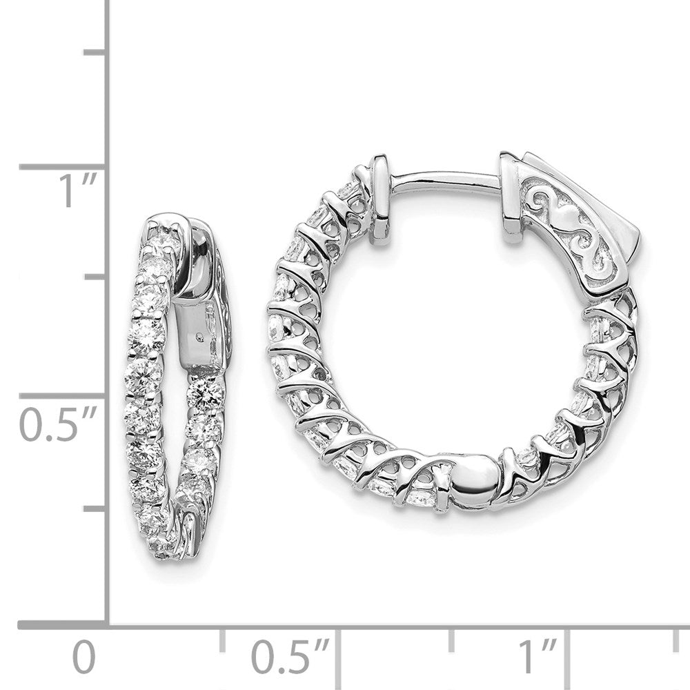 14K Weißgold Diamant-Creolen mit rundem Design und Sicherheitsverschluss