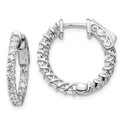 14K Weißgold Diamant-Creolen mit rundem Design und Sicherheitsverschluss