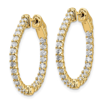 14K Gelbgold Diamant Rund-Creolen mit Sicherheitsverschluss