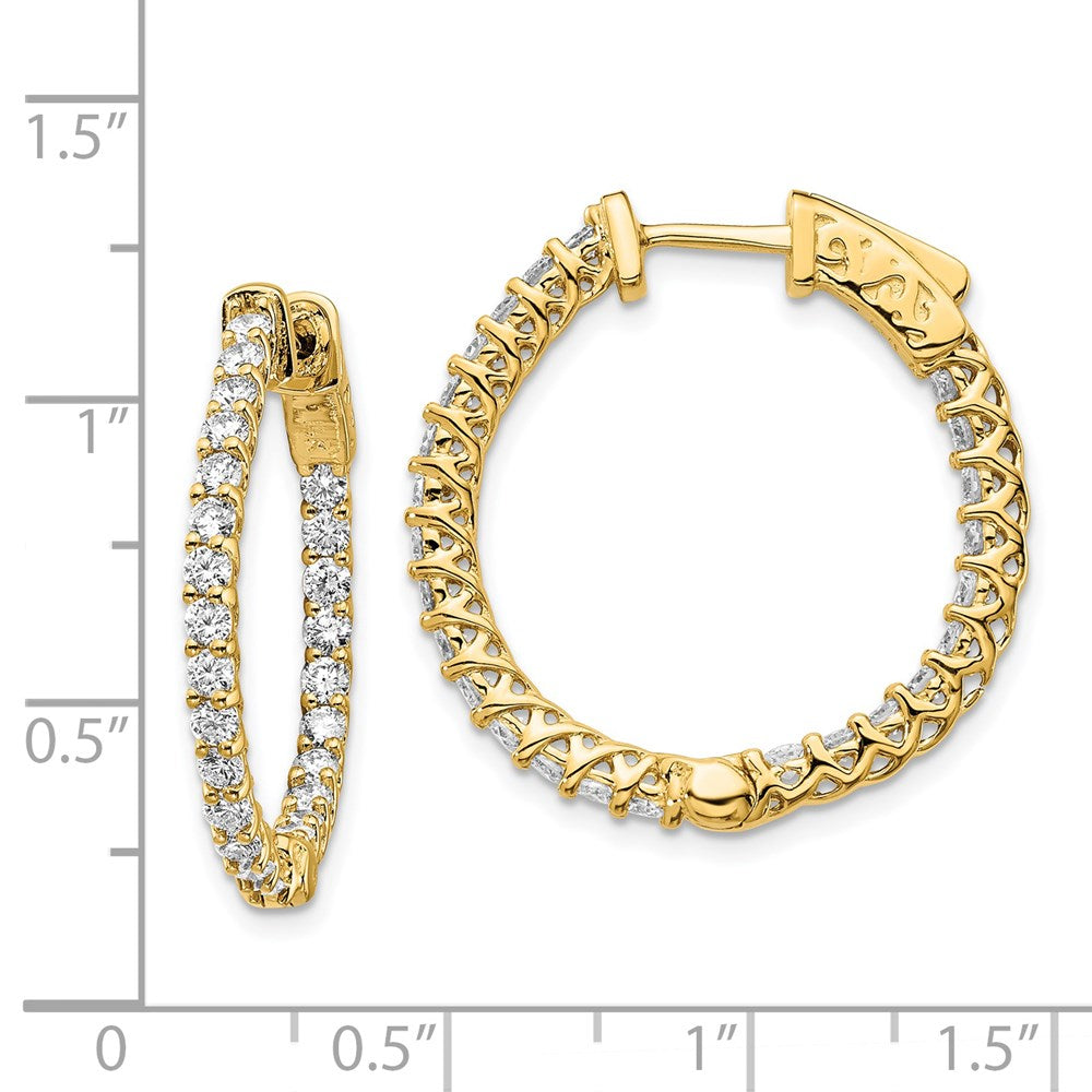 14K Gelbgold Diamant Rund-Creolen mit Sicherheitsverschluss