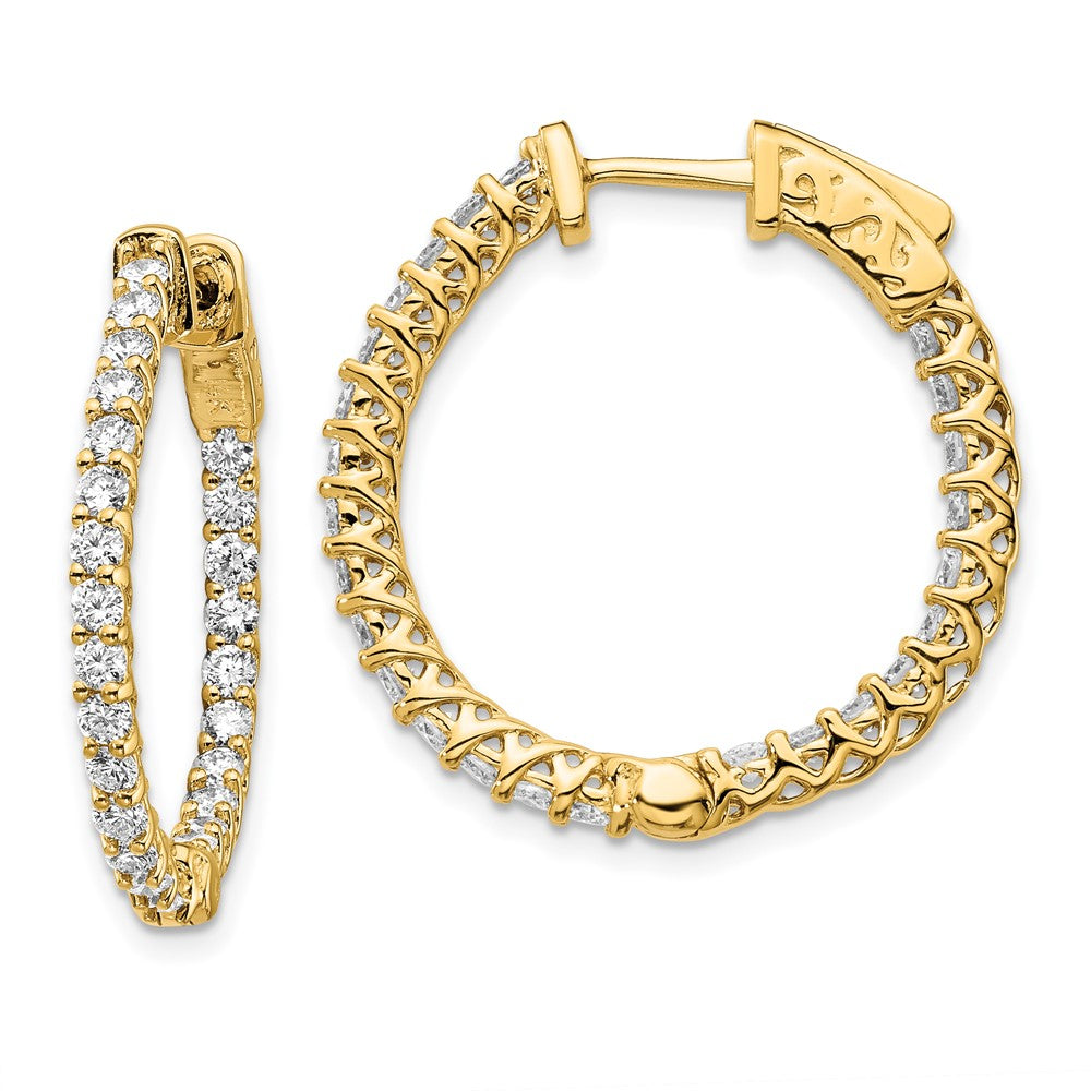 14K Gelbgold Diamant Rund-Creolen mit Sicherheitsverschluss