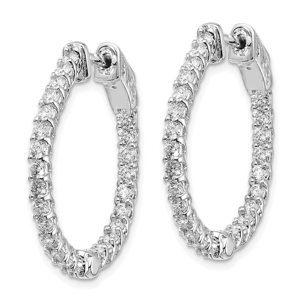 14K Weißgold Diamant Runde Creolen mit Sicherheitsverschluss
