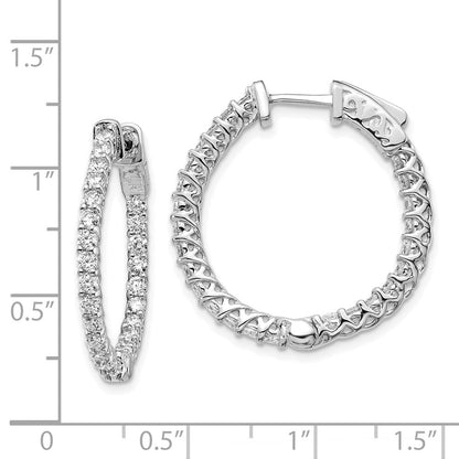 14K Weißgold Diamant Runde Creolen mit Sicherheitsverschluss