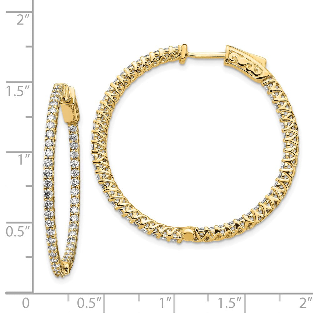 14K Gold Creolen mit runden Diamanten und Sicherheitsverschluss