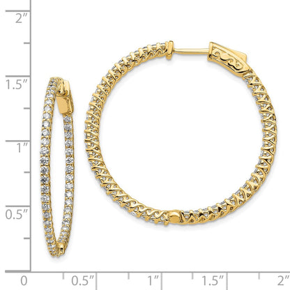 14K Gold Creolen mit runden Diamanten und Sicherheitsverschluss