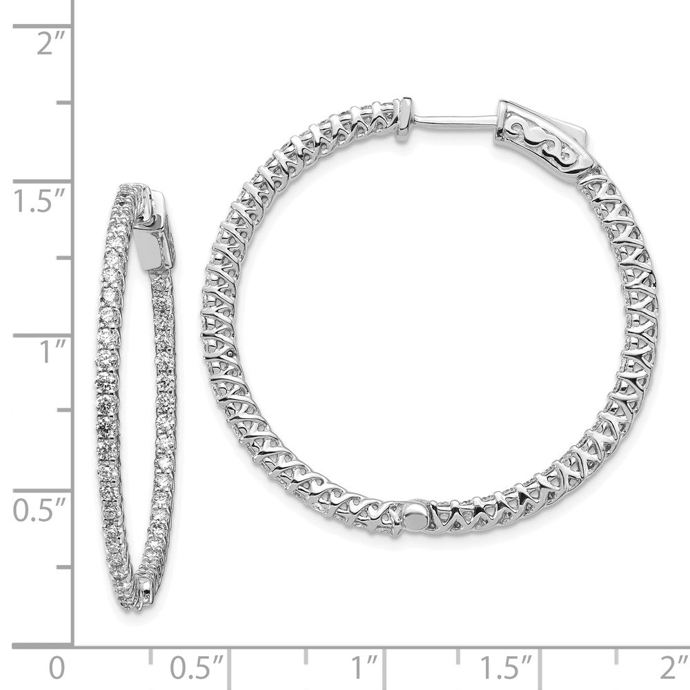 14K Weißgold Diamant Rund Creolen mit Sicherheitsverschluss
