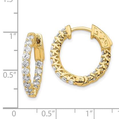 14K Gelbgold Diamant Creolen mit Sicherheitsverschluss