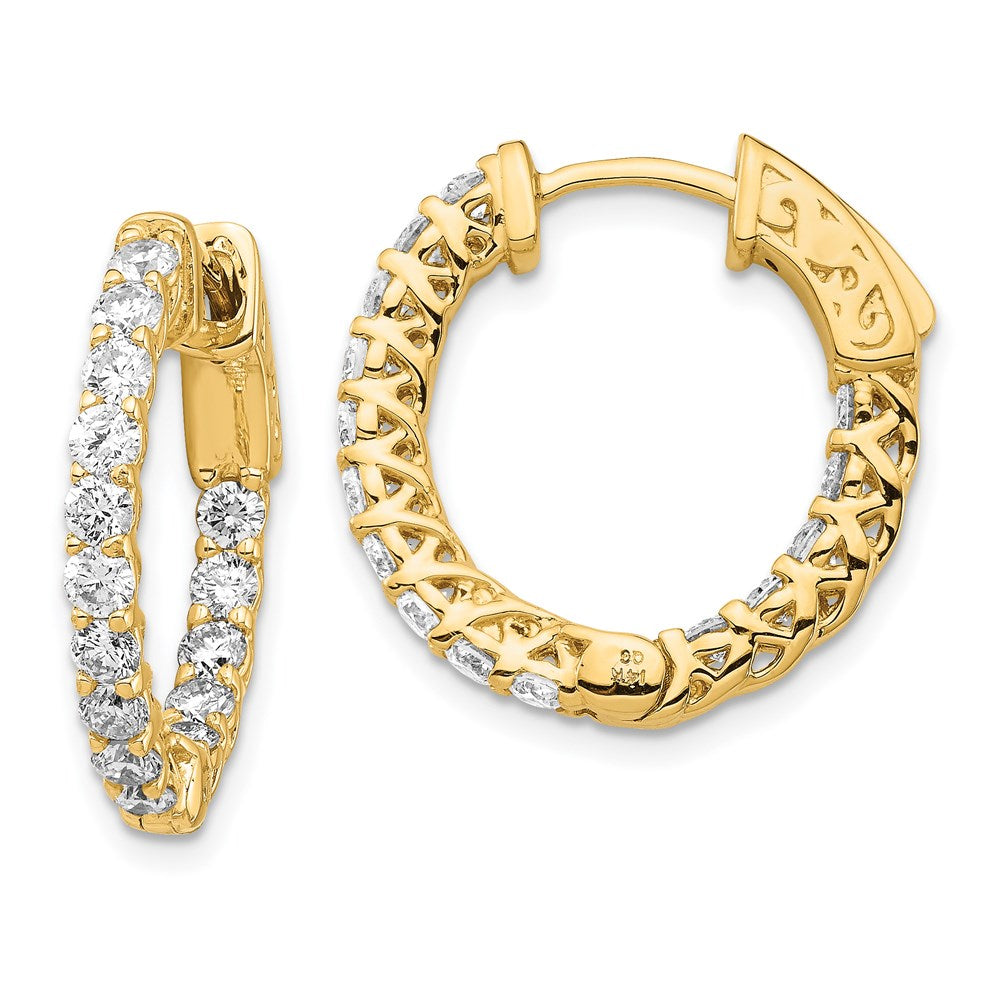 14K Gelbgold Diamant Creolen mit Sicherheitsverschluss