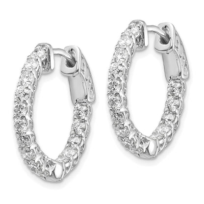 14K Weißgold Diamant Runde Creolen mit Sicherheitsverschluss