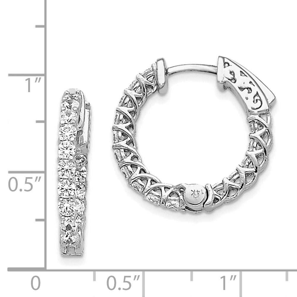 14K Weißgold Diamant Runde Creolen mit Sicherheitsverschluss