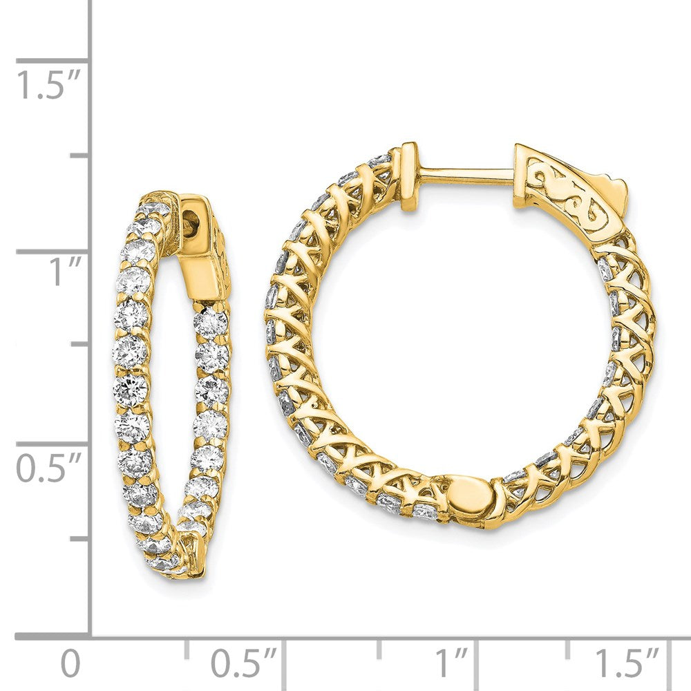 14K Gelbgold Diamant-Creolen mit Sicherheitsverschluss, rund