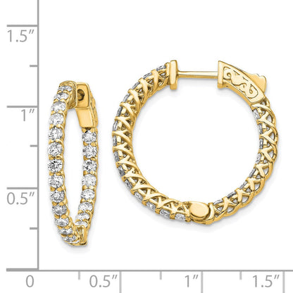14K Gelbgold Diamant-Creolen mit Sicherheitsverschluss, rund