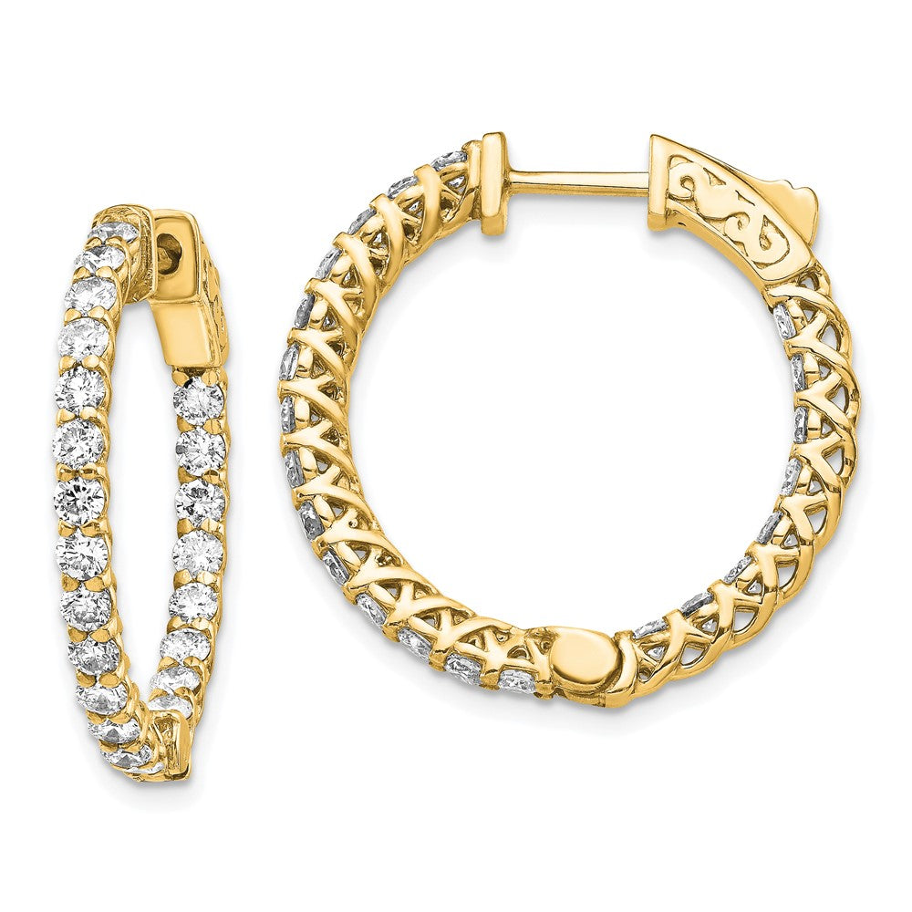 14K Gelbgold Diamant-Creolen mit Sicherheitsverschluss, rund