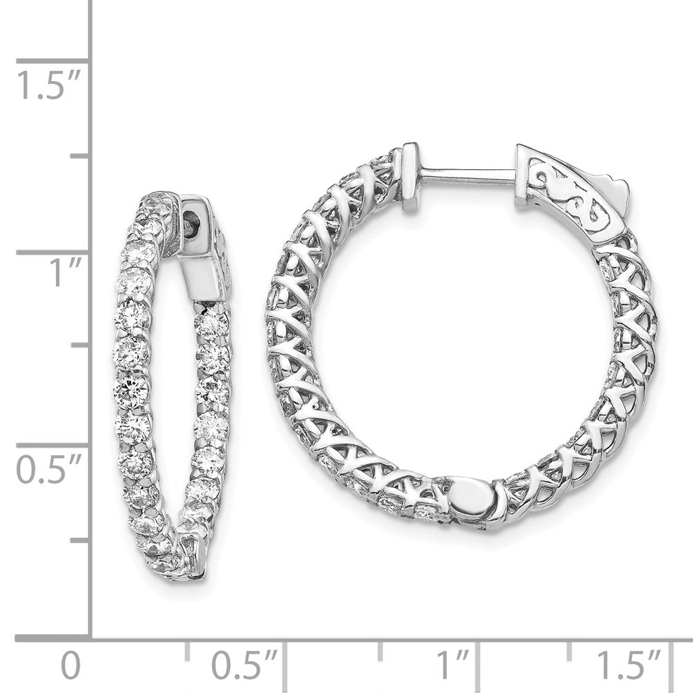 14K Weißgold Diamant-Creolen mit rundem Design und Sicherheitsverschluss