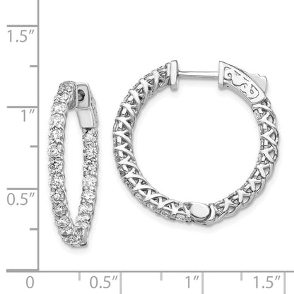 14K Weißgold Diamant-Creolen mit rundem Design und Sicherheitsverschluss