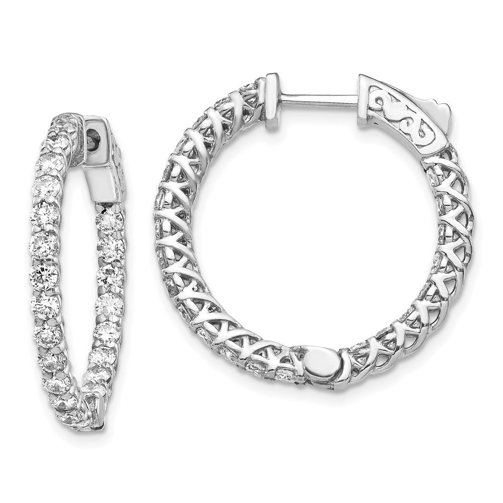 14K Weißgold Diamant-Creolen mit rundem Design und Sicherheitsverschluss