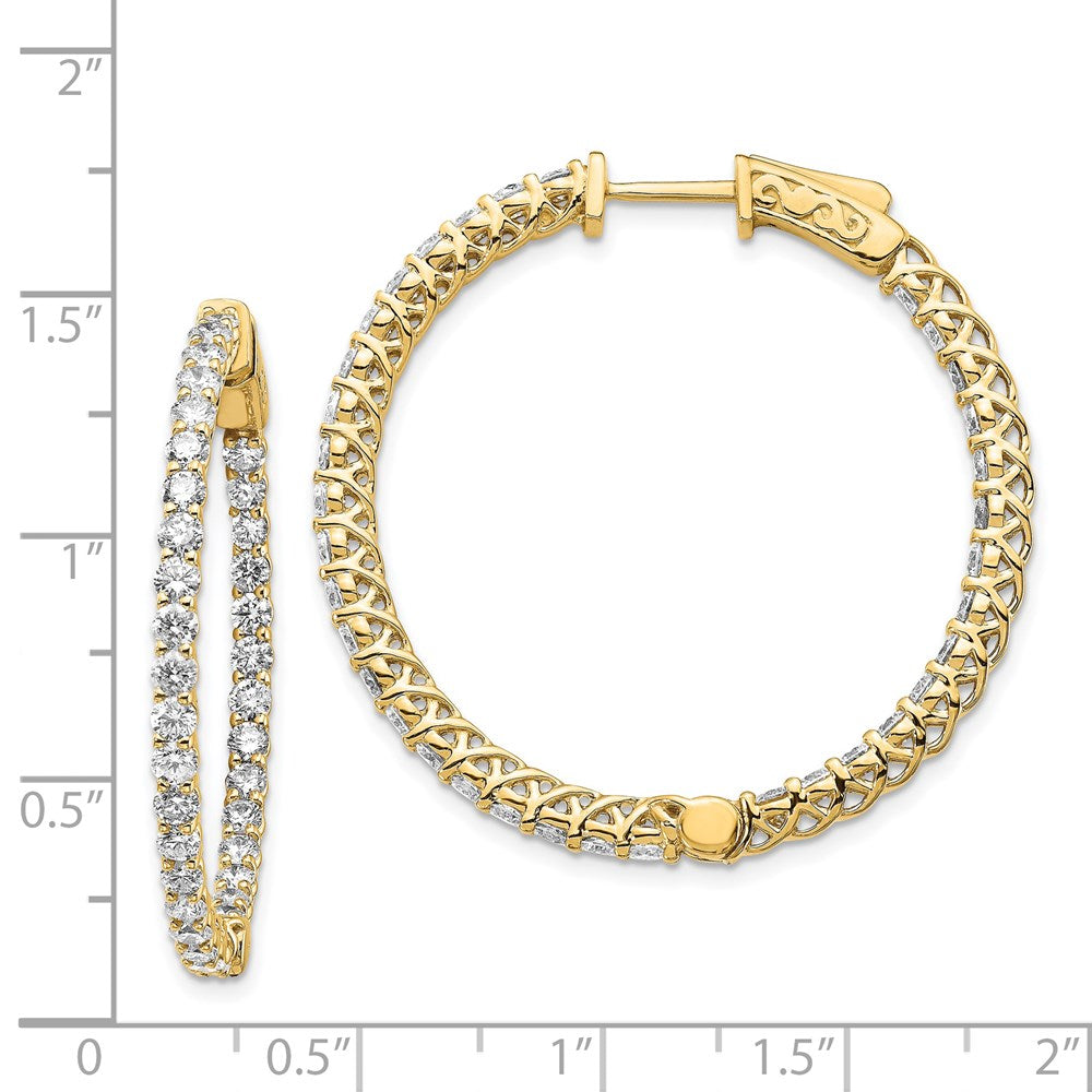 14K Gelbgold Diamant Rund Creolen mit Sicherheitsverschluss