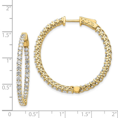 14K Gelbgold Diamant Rund Creolen mit Sicherheitsverschluss