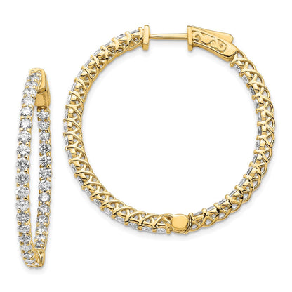 14K Gelbgold Diamant Rund Creolen mit Sicherheitsverschluss