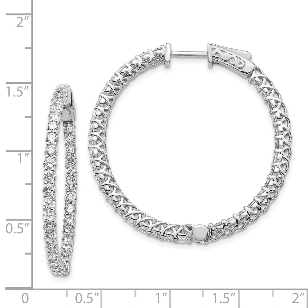 14K Weißgold Diamant Runde Creolen mit Sicherheitsverschluss