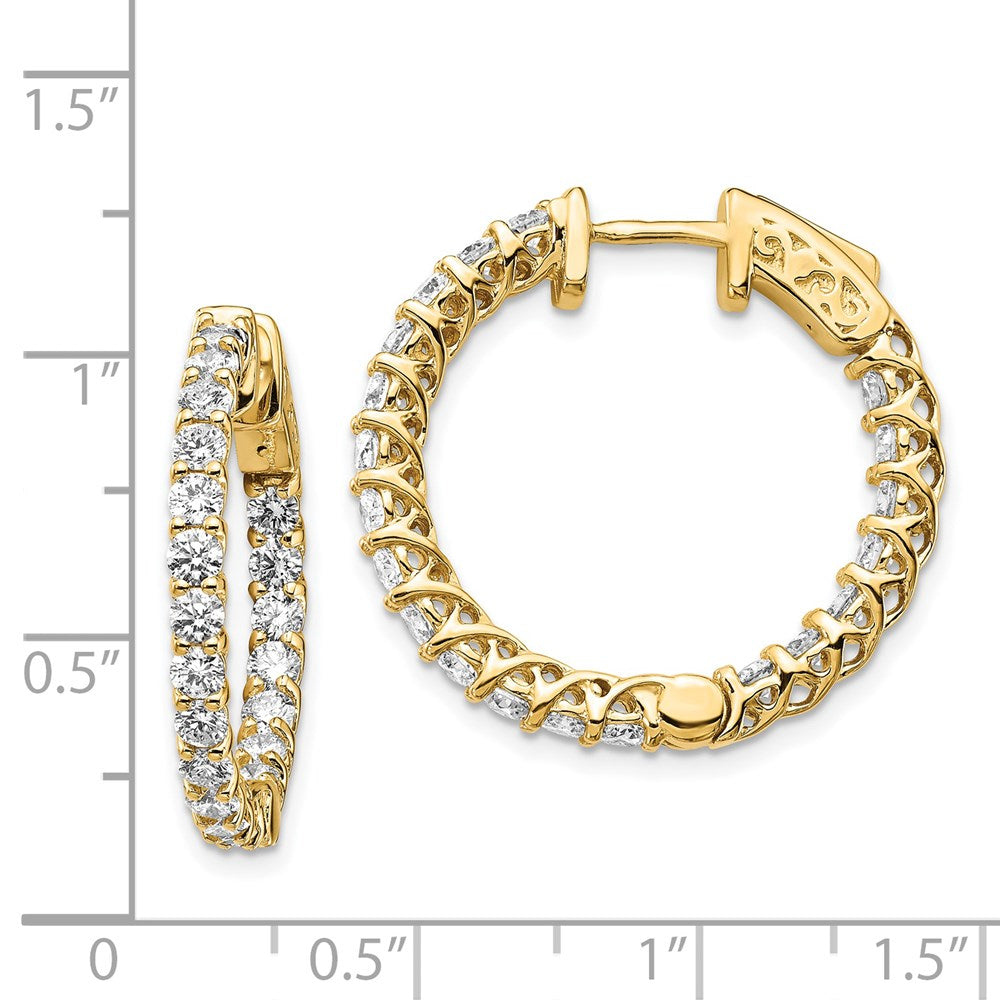 14K Gelbgold Diamant-Creolen mit Sicherheitsverschluss