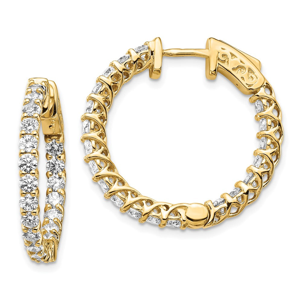 14K Gelbgold Diamant-Creolen mit Sicherheitsverschluss