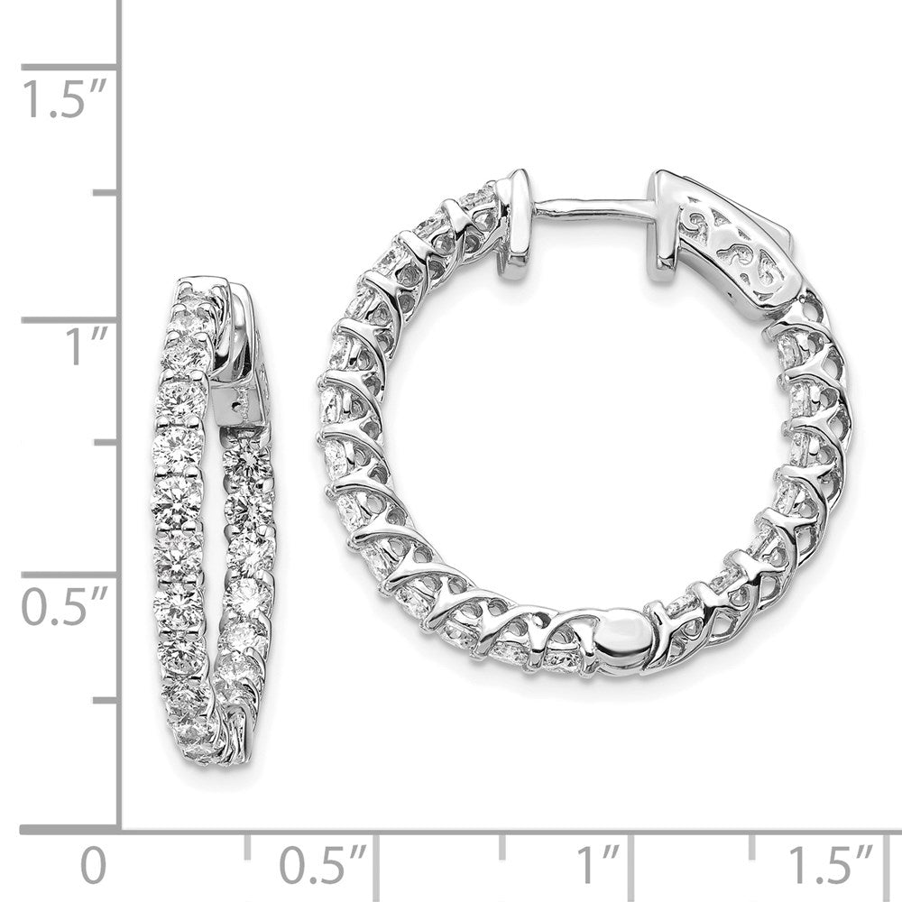 14K Weißgold Diamant Runde Creolen mit Sicherheitsverschluss