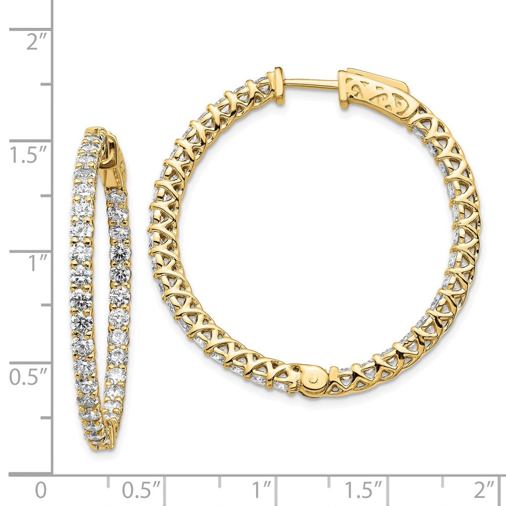 14K Gelbgold Diamant-Creolen mit Sicherheitsverschluss