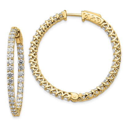 14K Gelbgold Diamant-Creolen mit Sicherheitsverschluss