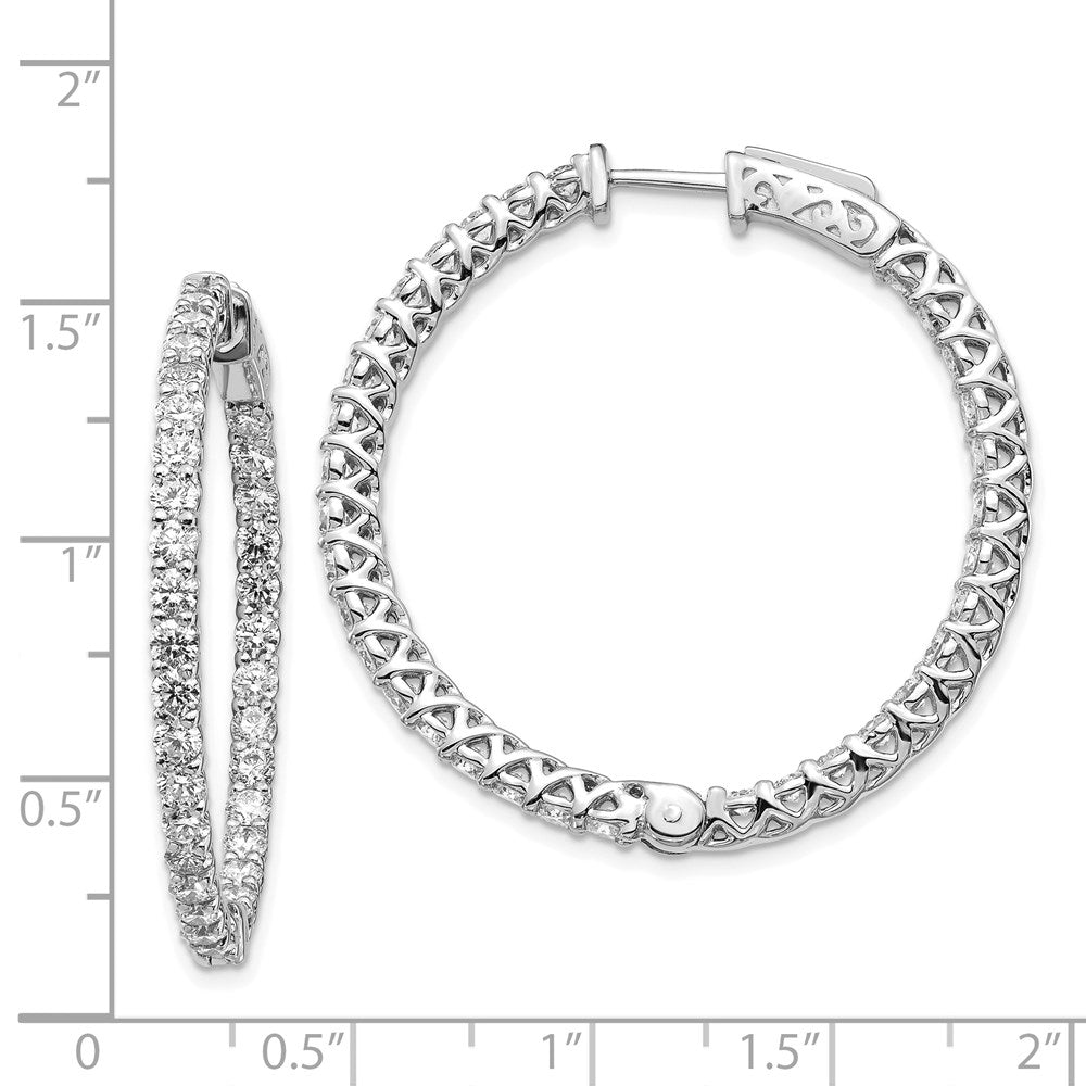 14K Weißgold Diamant Runde Creolen mit Sicherheitsverschluss