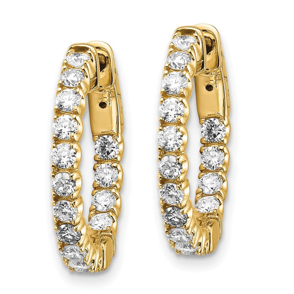 14K Gelbgold Creolen mit 1,5 ct. Laborgewachsenen Diamanten VS/SI+ G+, Rund-Schliff, im Wechsel gefasst, mit Sicherheitsverschluss
