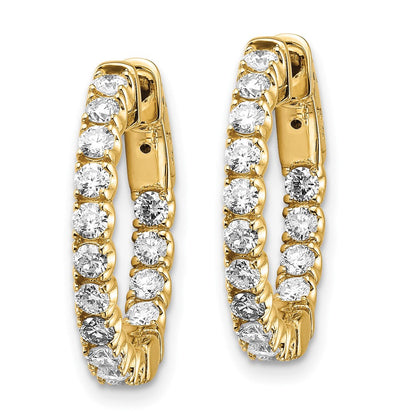 14K Gelbgold Diamant-Creolen mit rundem Schliff und Sicherheitsverschluss