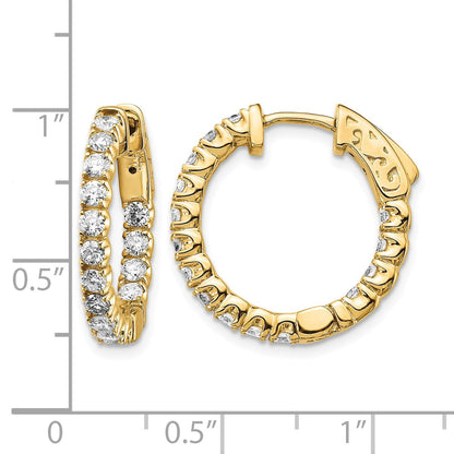 14K Gelbgold Creolen mit 1,5 ct. Laborgewachsenen Diamanten VS/SI+ G+, Rund-Schliff, im Wechsel gefasst, mit Sicherheitsverschluss
