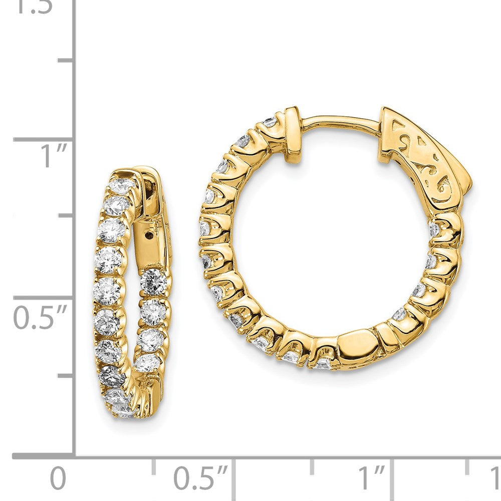 14K Gelbgold Diamant-Creolen mit rundem Schliff und Sicherheitsverschluss
