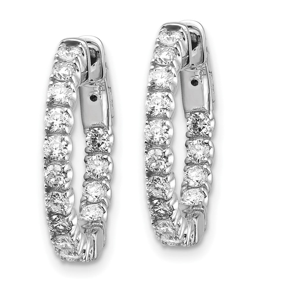 14K Weißgold Diamant Runde Creolen mit Sicherheitsverschluss