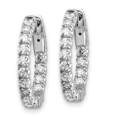 14K Weißgold Creolen mit 1,5 ct. im Labor gezüchteten Diamanten VS/SI+ G+, rund, In-and-Out-Fassung mit Sicherheitsverschluss