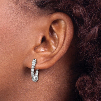 14K Weißgold Creolen mit 1,5 ct. im Labor gezüchteten Diamanten VS/SI+ G+, rund, In-and-Out-Fassung mit Sicherheitsverschluss