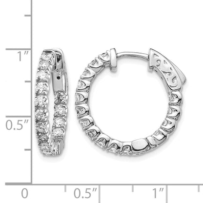 14K Weißgold Diamant Runde Creolen mit Sicherheitsverschluss