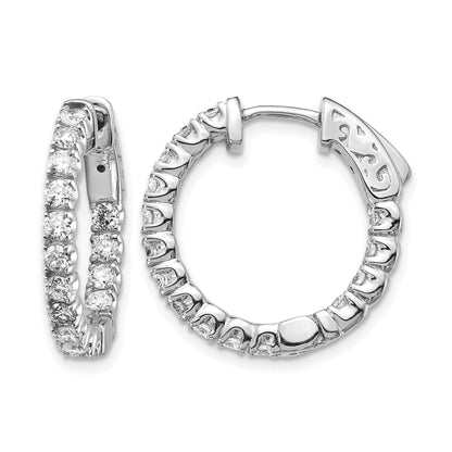 14K Weißgold Diamant Runde Creolen mit Sicherheitsverschluss