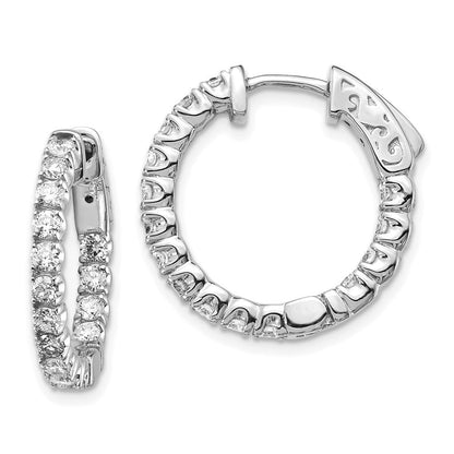 14K Weißgold Diamant Runde Creolen mit Sicherheitsverschluss