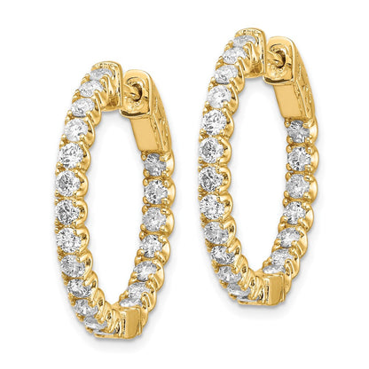 14K Gelbgold Diamant-Creolen, rund, mit Sicherheitsverschluss