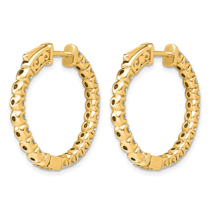 14K Gelbgold Diamant-Creolen, rund, mit Sicherheitsverschluss