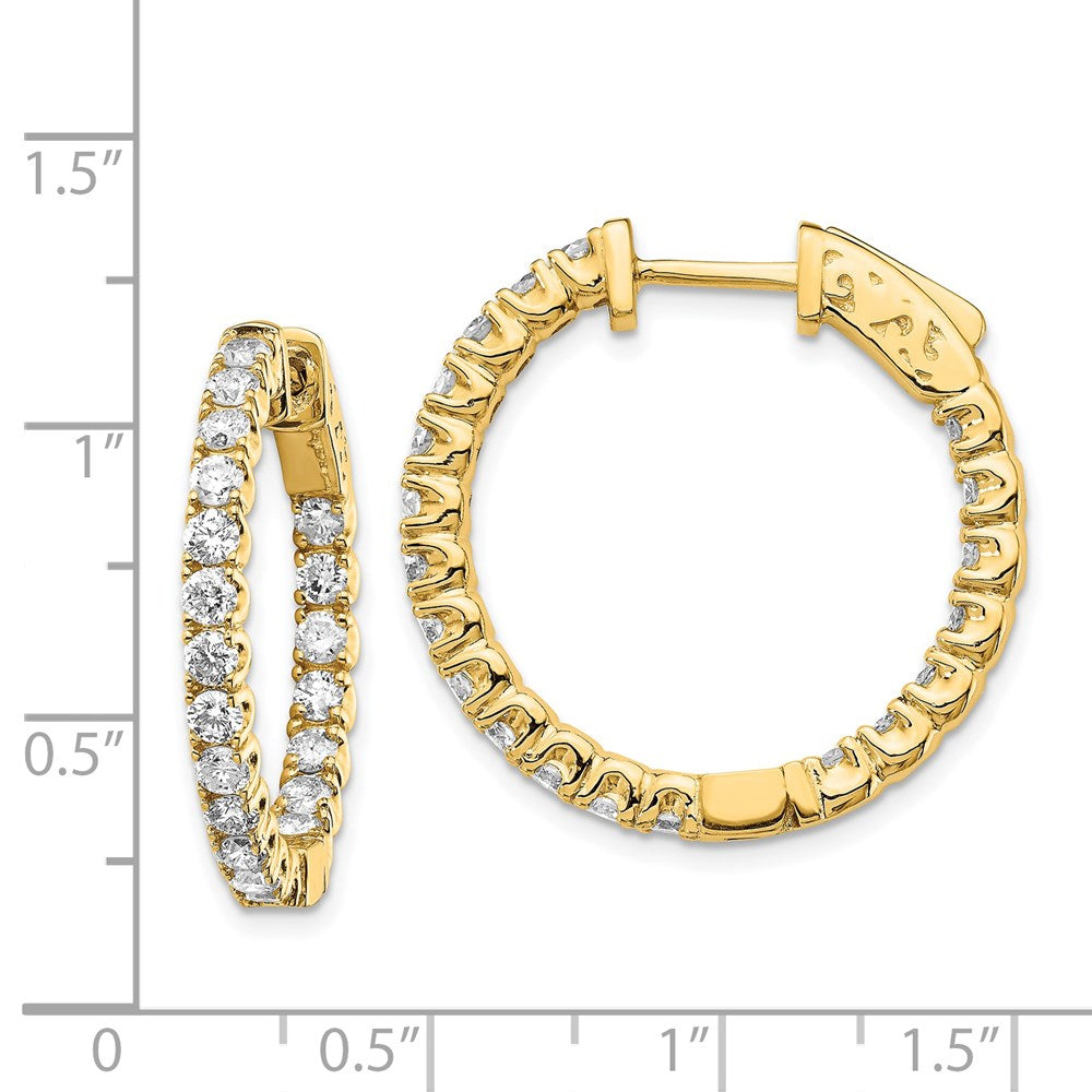14K Gelbgold Diamant-Creolen, rund, mit Sicherheitsverschluss